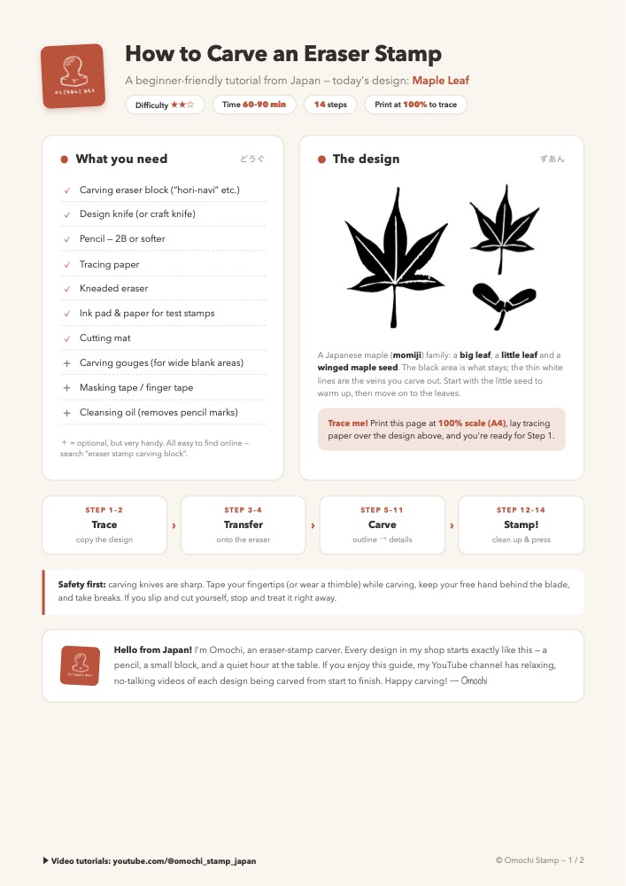 Maple Leaf carving pattern and guide — first page of the PDF